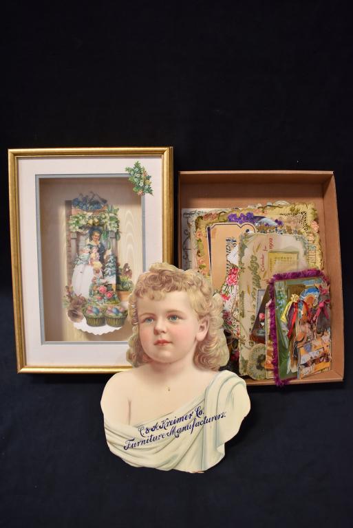 BOX LOT OF VICTORIAN POSTCARDS & DIE CUTS (1 of 6)