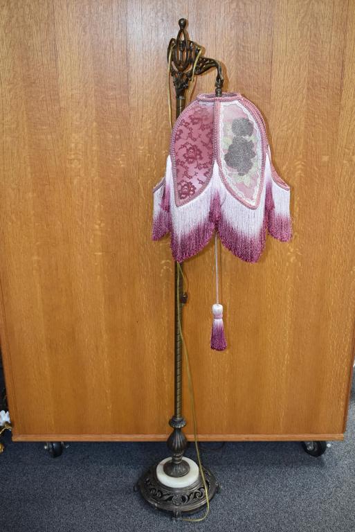 GOOSE NECK FLOOR LAMP W/ SILK SHADE (1 of 2)