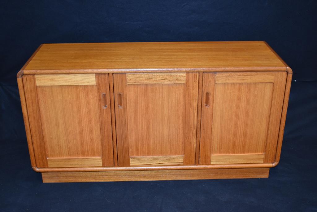 MID CENTURY TEAK 3 DOOR CREDENZA: 58" WIDE X 19" DEEP X 29" TALL--SUN CABINET COMPANY MADE IN THAILAND