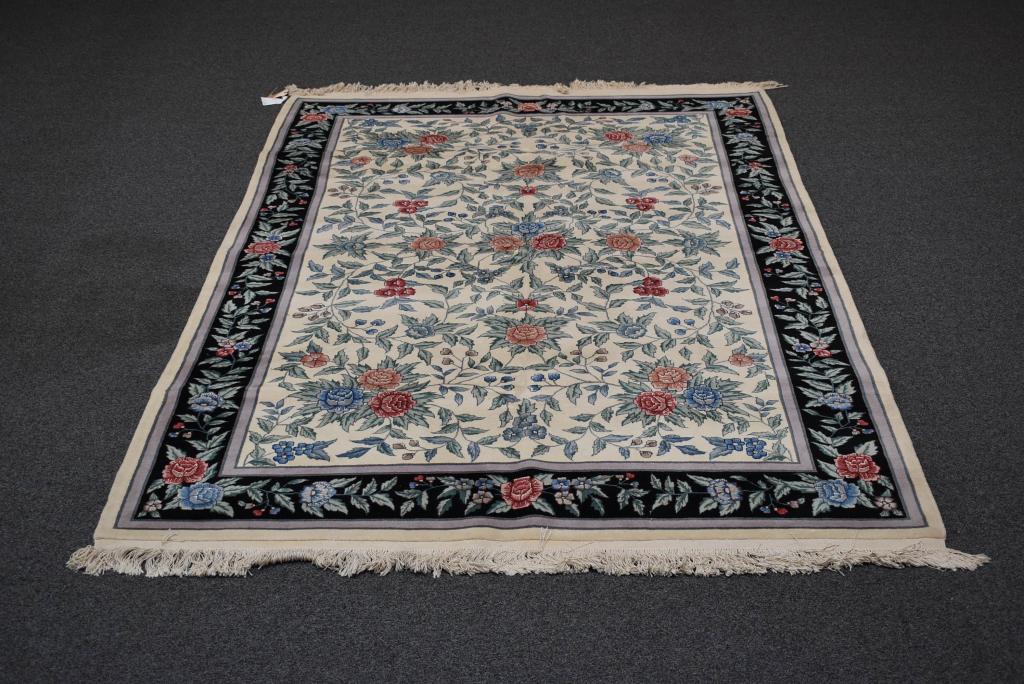 APPROX. 6'X9' HANDMADE PERSIAN FLORAL RUG: NICE CLEAN RUG