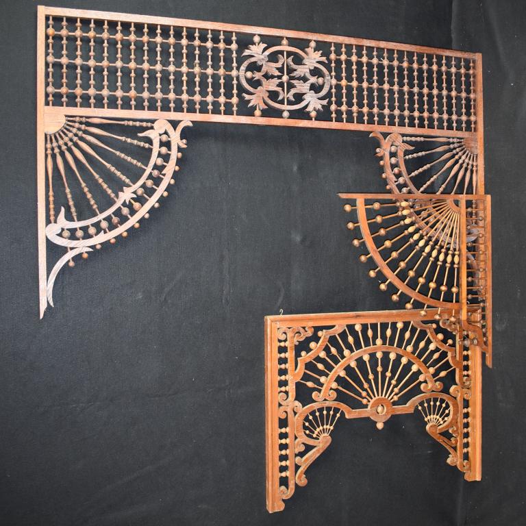 GROUPING OF VIC. STYLE STICK AND BALL FRETWORK: 31 1/2" x 26" -- 25" x 23" -- 60" x 36"
