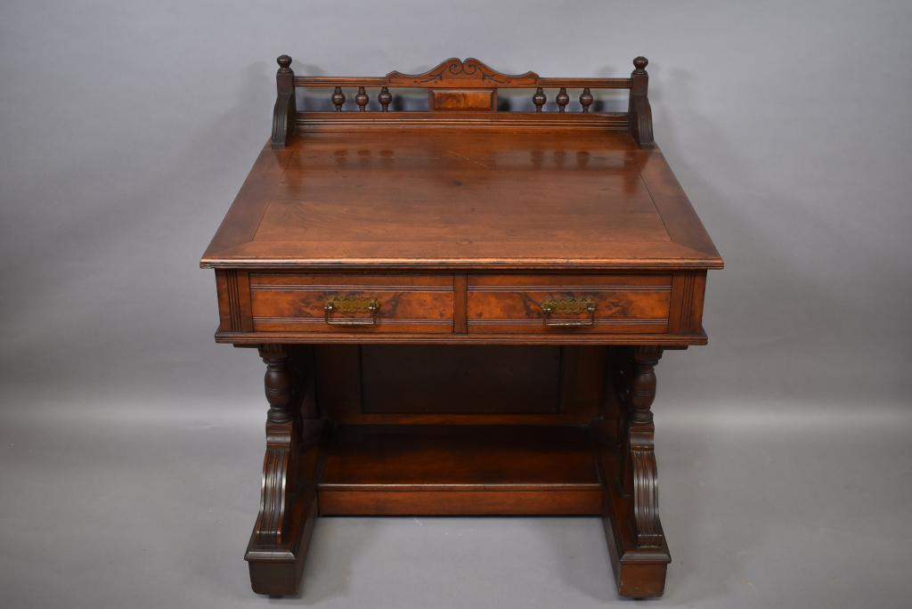 VICTORIAN BURLED WALNUT DAVENPORT DESK (1 of 6)