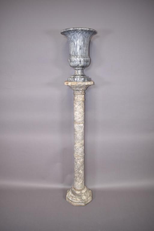 MARBLE PEDESTAL W/ MARBLE PLANTER (1 of 5)