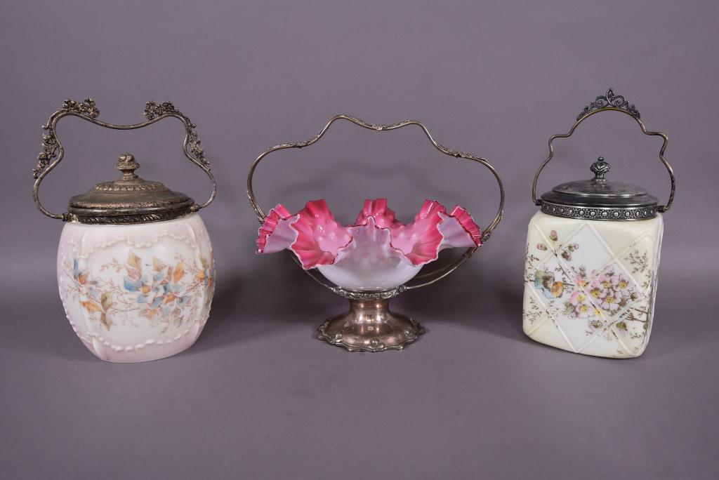 2 WAVECREST BISCUIT JARS & VICT. BRIDE'S BASKET (1 of 4)