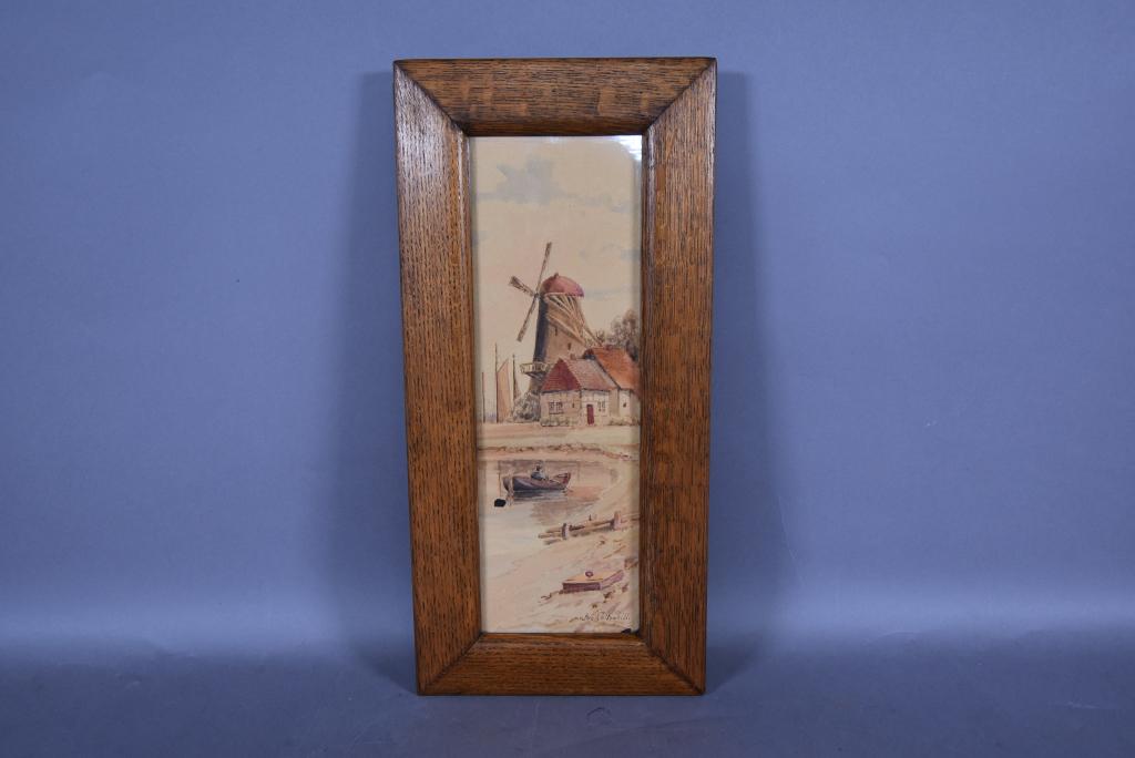 JAMES CALLOWHILL DUTCH HARBOR SCENE WATERCOLOR (1 of 2)