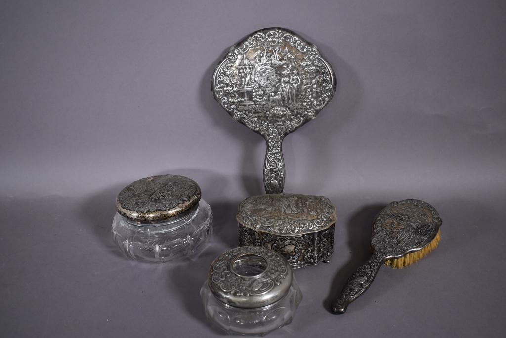 5 PC. VICTORIAN SILVERPLATE DRESSER SET (1 of 3)