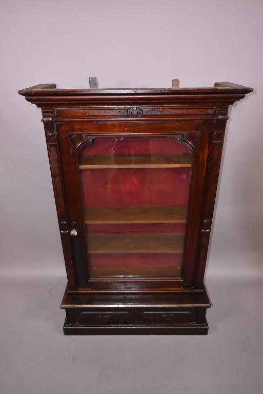 VICTORIAN WALNUT 1 DOOR CURIO CABINET OR BOOKCASE (1 of 4)
