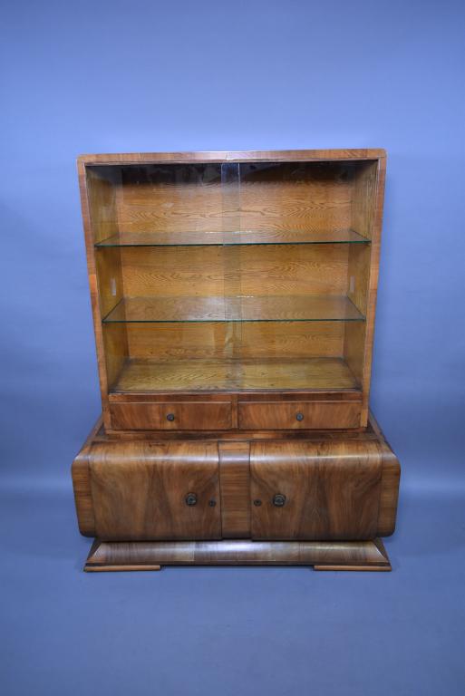 ART DECO BURLED WALNUT CHINA CABINET (1 of 2)