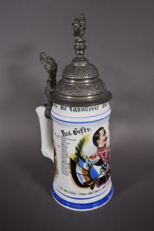 GERMAN CALVARY REGIMENTAL LITHOPHANE STEIN (1 of 5)