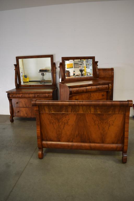 3 PC. BURLED WALNUT AM. EMPIRE BEDROOM SET (1 of 3)
