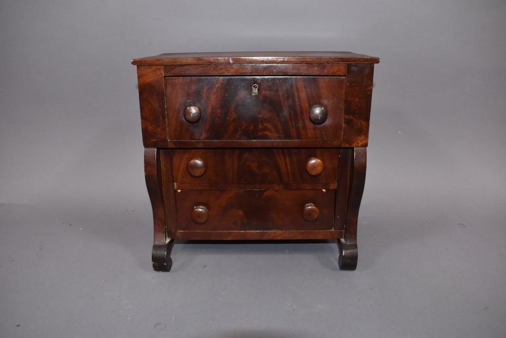 MINIATURE MID 19TH CENTURY 3 DRAWER EMPIRE CHEST (1 of 4)