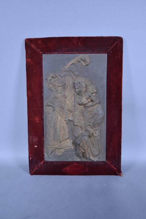 VICTORIAN CAST METAL FIGURAL PLAQUE IN RELIEF (1 of 2)