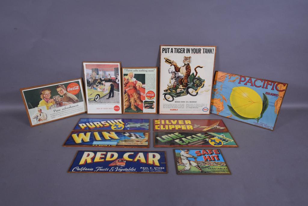 LOT OF 11 FRAMED ADVERTISEMENTS (1 of 1)