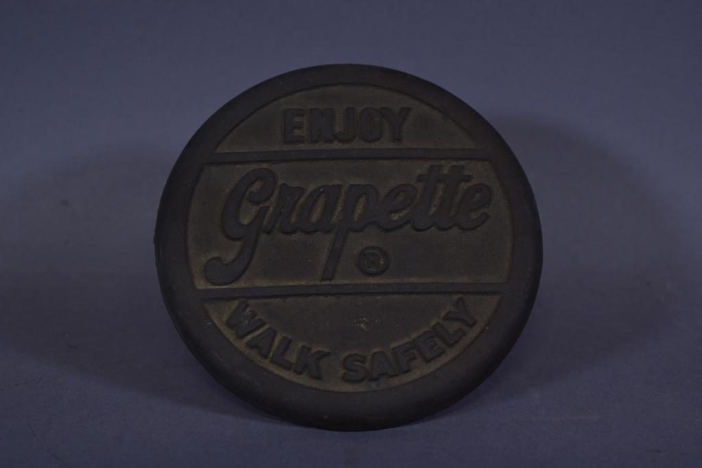 1930'S "ENJOY GRAPETTE" BRASS SIDEWALK MARKER SIGN (1 of 1)