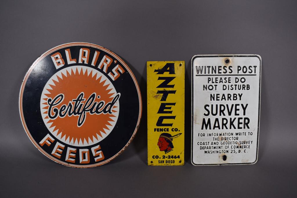 3 VINTAGE TIN SIGNS (1 of 2)