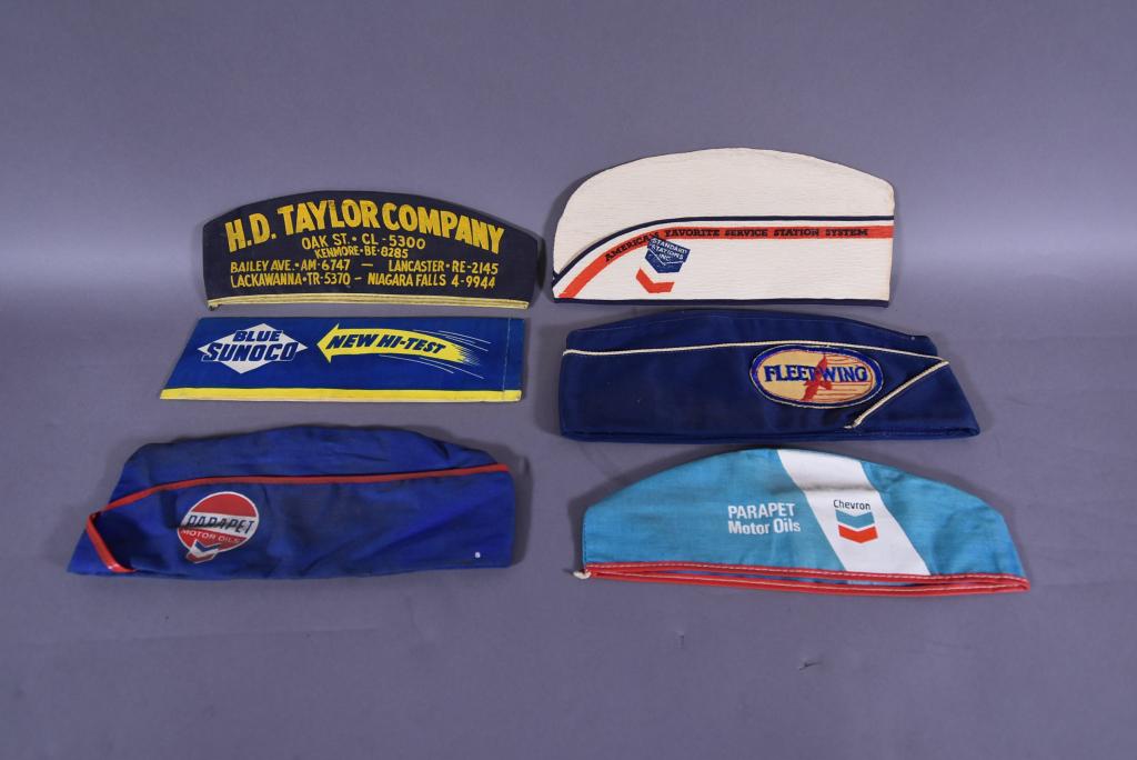 LOT OF 6 VINTAGE SERVICE STATION ATTENDANT HATS (1 of 2)