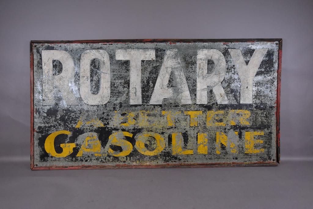 RARE "ROTARY A BETTER GASOLINE" TIN SIGN (1 of 2)