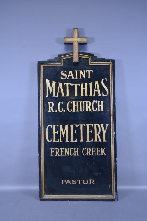 SAINT MATTHIAS R.C. CHURCH WOODEN SIGN (1 of 2)