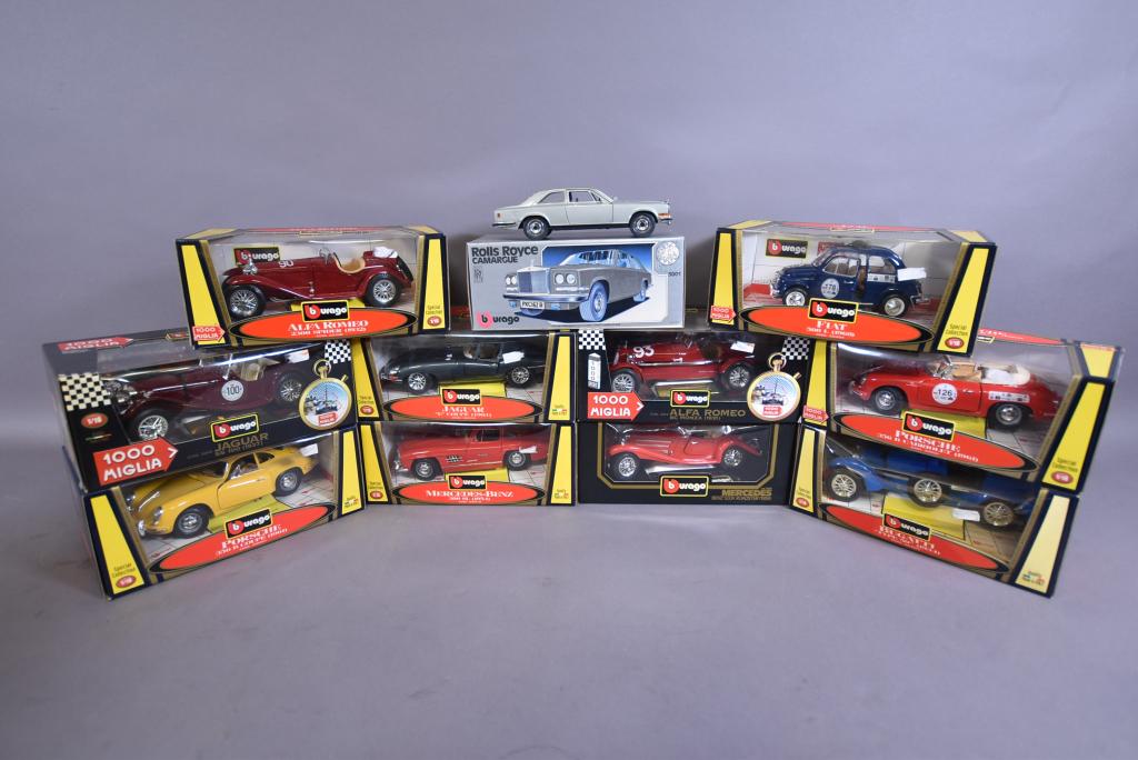 11 BURAGO 1:18 DIE CAST MODEL CARS (1 of 4)