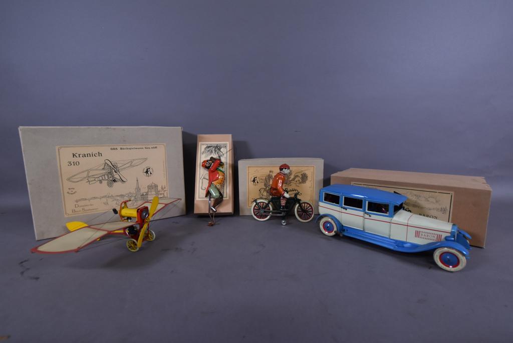4 DBS BARON TIN LITHO WIND UP TOYS IN BOXES (1 of 3)