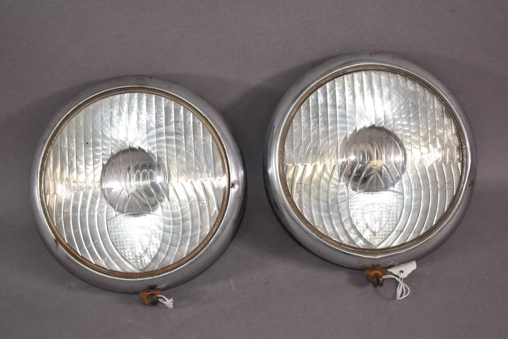 PR. MARCHAL EQUILUX HEADLIGHTS: WEAR TO CHROME -- 6 1/2" DIAMETER LENS