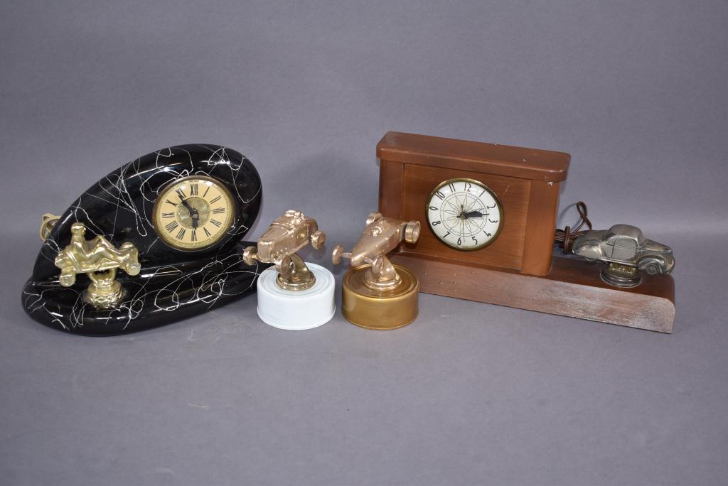 2 CAR TROPHY CLOCKS & 2 TROPHY TOPS (1 of 1)