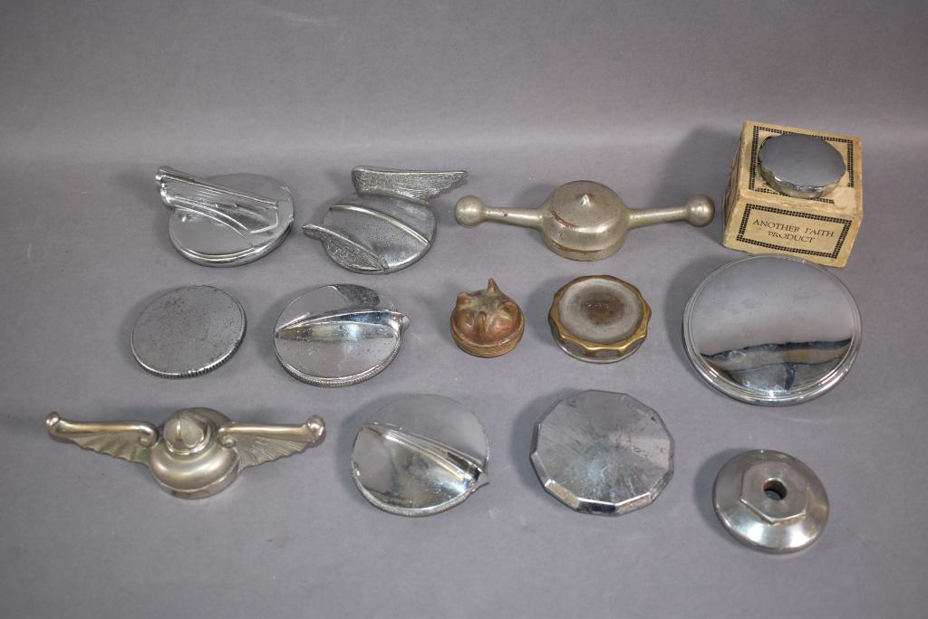 COLLECTION OF 13 RADIATOR CAPS (1 of 4)