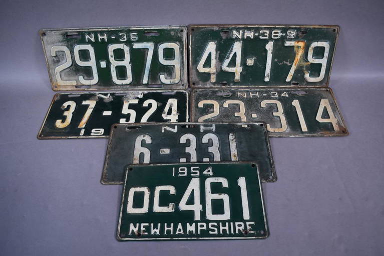 6 New Hampshire License Plates