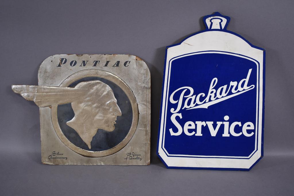 PACKARD & PONTIAC PAPER & BOARD SIGNS: PONTAIC IS ASIS CONDITION