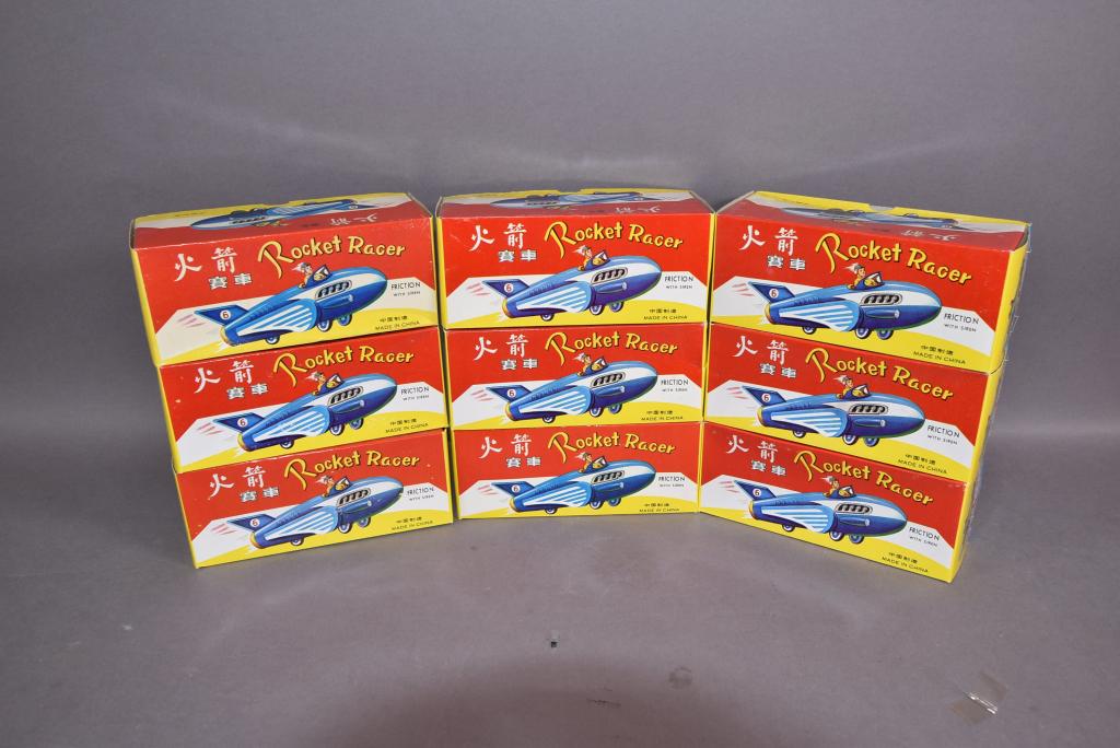 9 CHINESE ROCKET RACER TIN FRICTION TOYS (1 of 1)