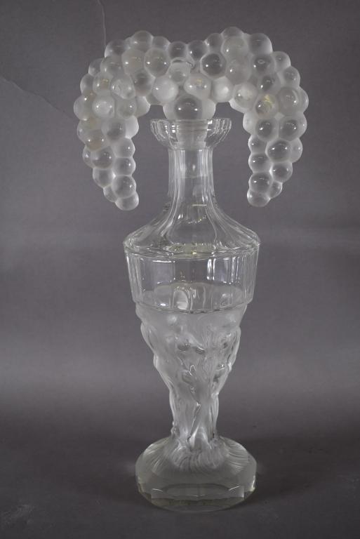 LARGE CRYSTAL NUDE FIGURAL PERFUME BOTTLE: 15 1/2" TALL--BY HEINRICH HOFFMAN