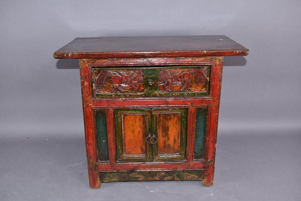 SMALL CHINESE 1 DRAWER 2 DOOR CHEST (1 of 6)