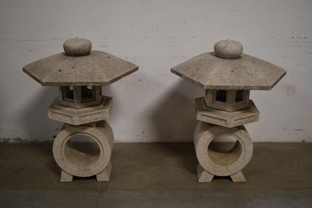 PAIR GRANITE 5 PC. GARDEN PAGODAS (1 of 3)