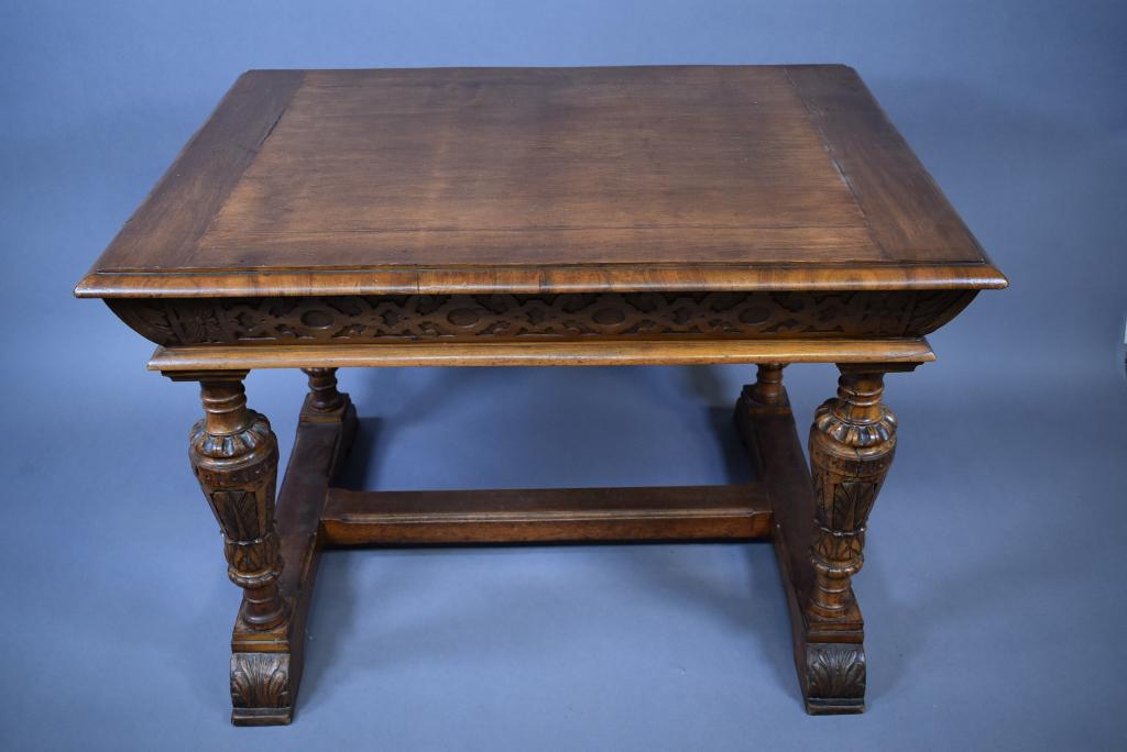 1900'S CARVED WALNUT LIBRARY OR DINING TABLE (1 of 5)