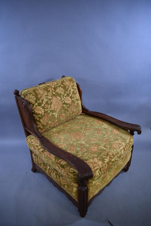 1920'S CARVED OAK SPANISH STYLE ARMCHAIR (1 of 4)