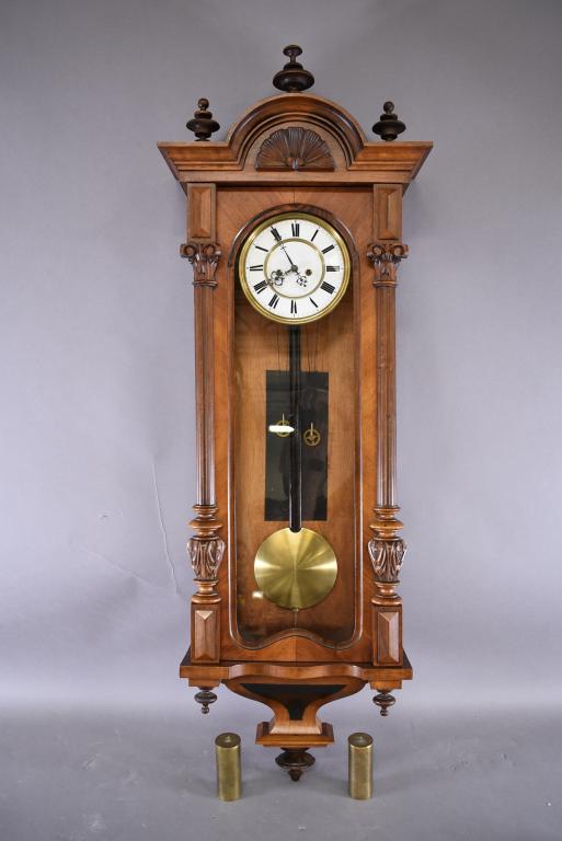 ANTIQUE GERMAN 2 WEIGHT WALL CLOCK (1 of 4)