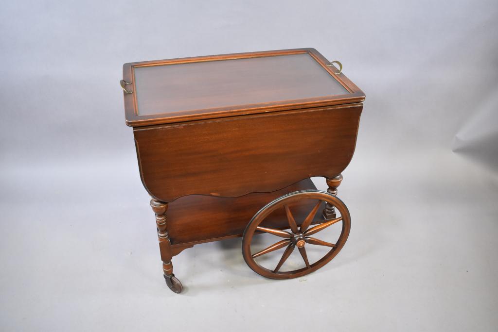 ANTIQUE MAHOGANY DROP LEAF TEA CART (1 of 4)