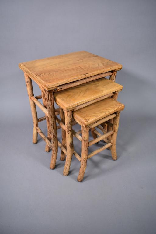 SET OF 3 SIGNED OLD HICKORY NESTING TABLES (1 of 3)