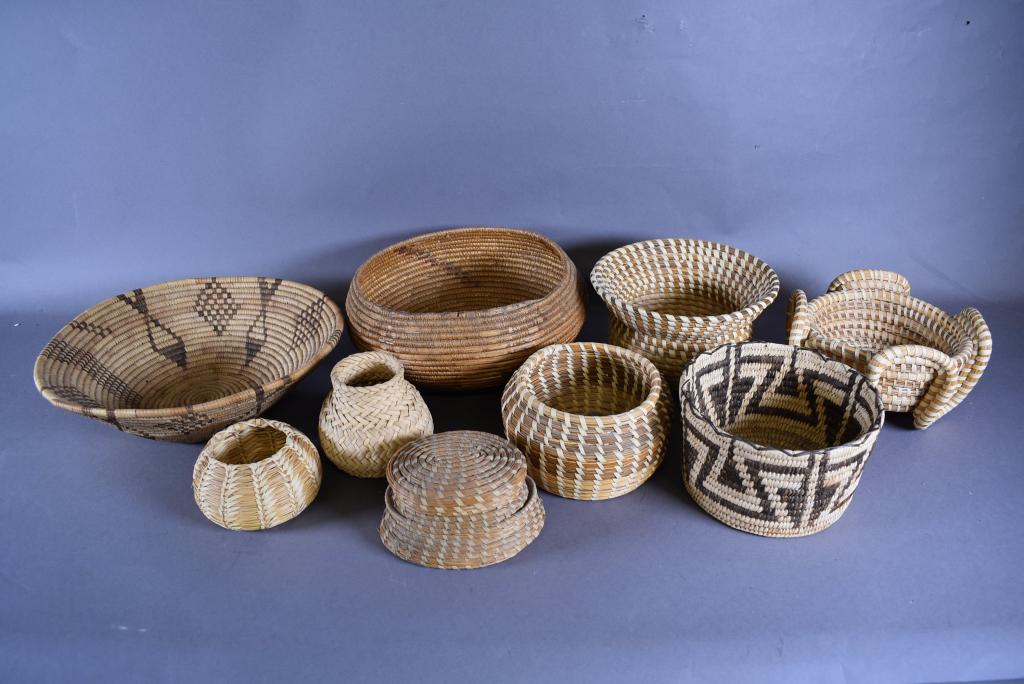 GROUPING OF 9 NATIVE AMERICAN BASKETS (1 of 3)