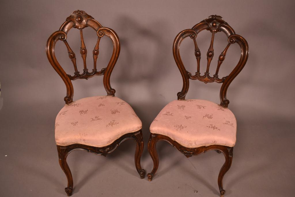PAIR FRENCH VICTORIAN PARLOR CHAIRS (1 of 4)