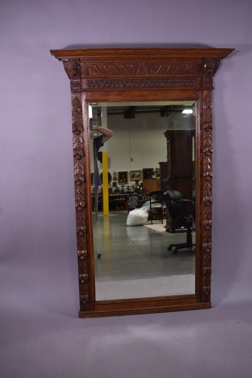 1900'S CARVED OAK PIER MIRROR (1 of 2)