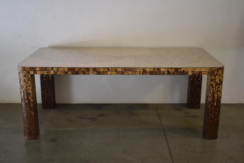 CUSTOM BAMBOO & SHELL DINING TABLE (1 of 2)