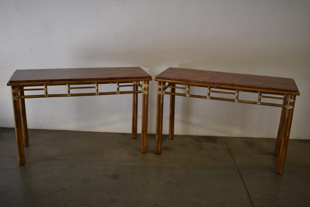 PR. MCGUIRE ROUGE MARBLE TOP CONSOLE TABLES (1 of 4)