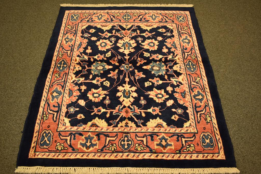 APPROX. 5' x 4'3" HANDMADE PERSIAN WOOL RUG: GOOD CLEAN RUG