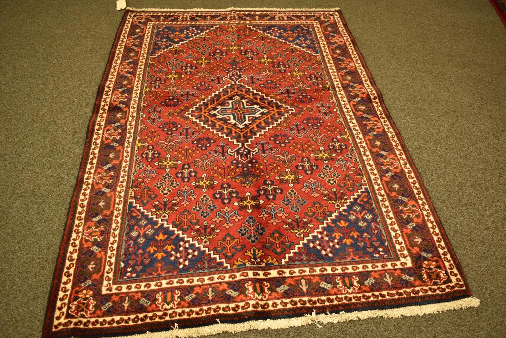 APPROX. 6'6" x 4'4" HANDMADE WOOL PERSIAN RUG: GOOD CLEAN RUG