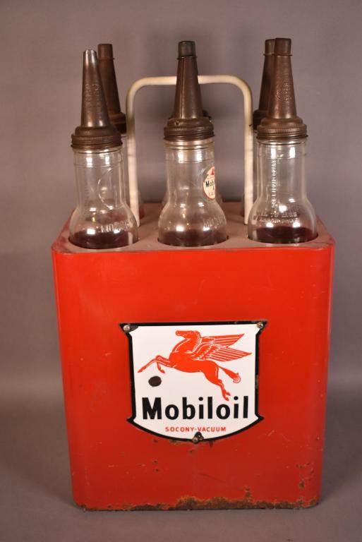 Mobiloil 6-Bottle Metal Holder with Bottles (1 of 4)