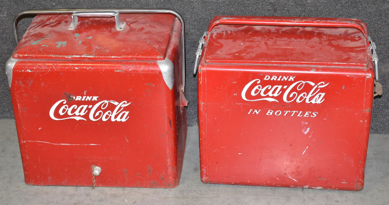 2-Different Coca-Cola Metal Carrying Coolers (1 of 2)