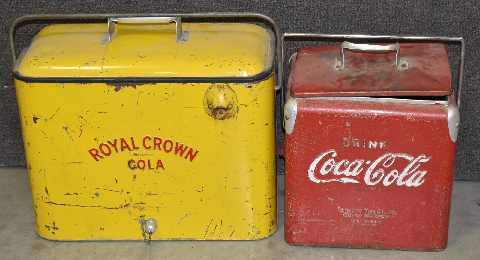 Royal Crown & Coca-Cola Metal Carrying Coolers (1 of 2)