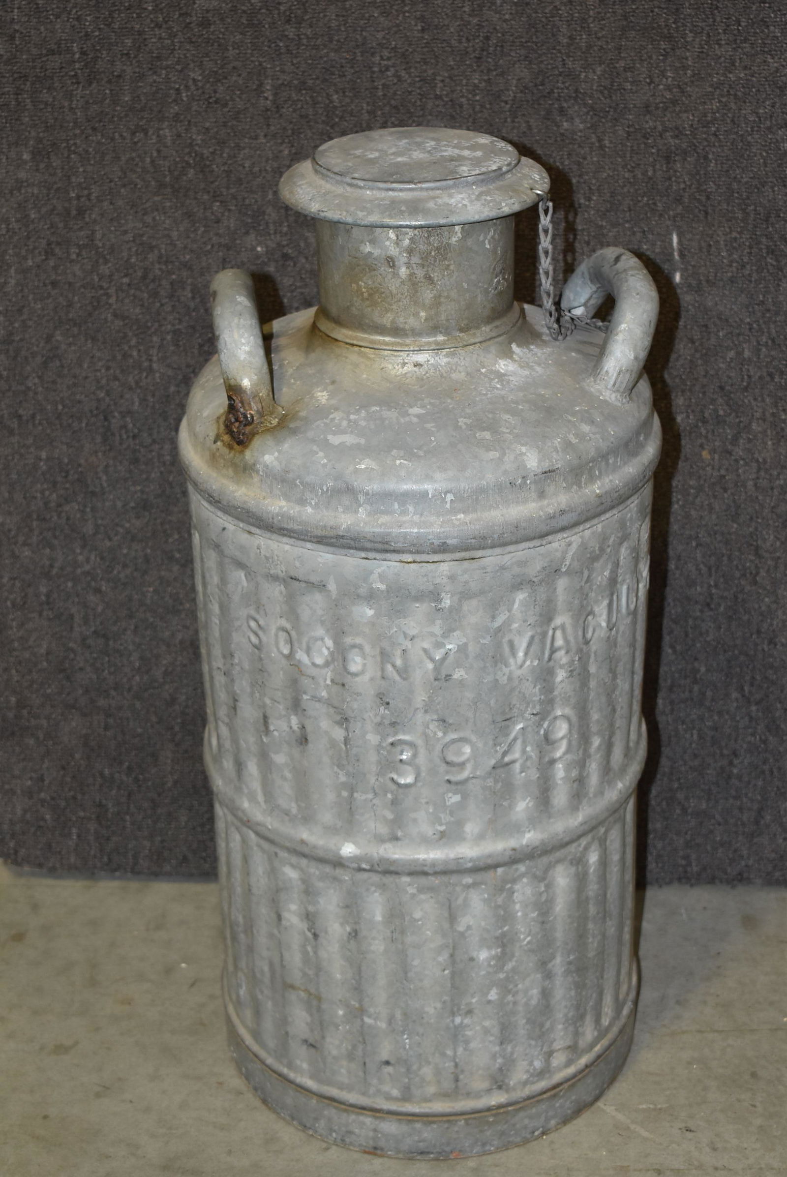 Socony-Vacuum Embossed Ten Gallon Galvanized Rib F (1 of 2)