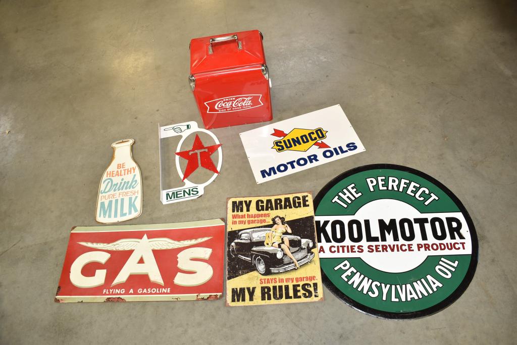 6-Reproduction Metal Signs & Coca-Cola Cooler (1 of 4)